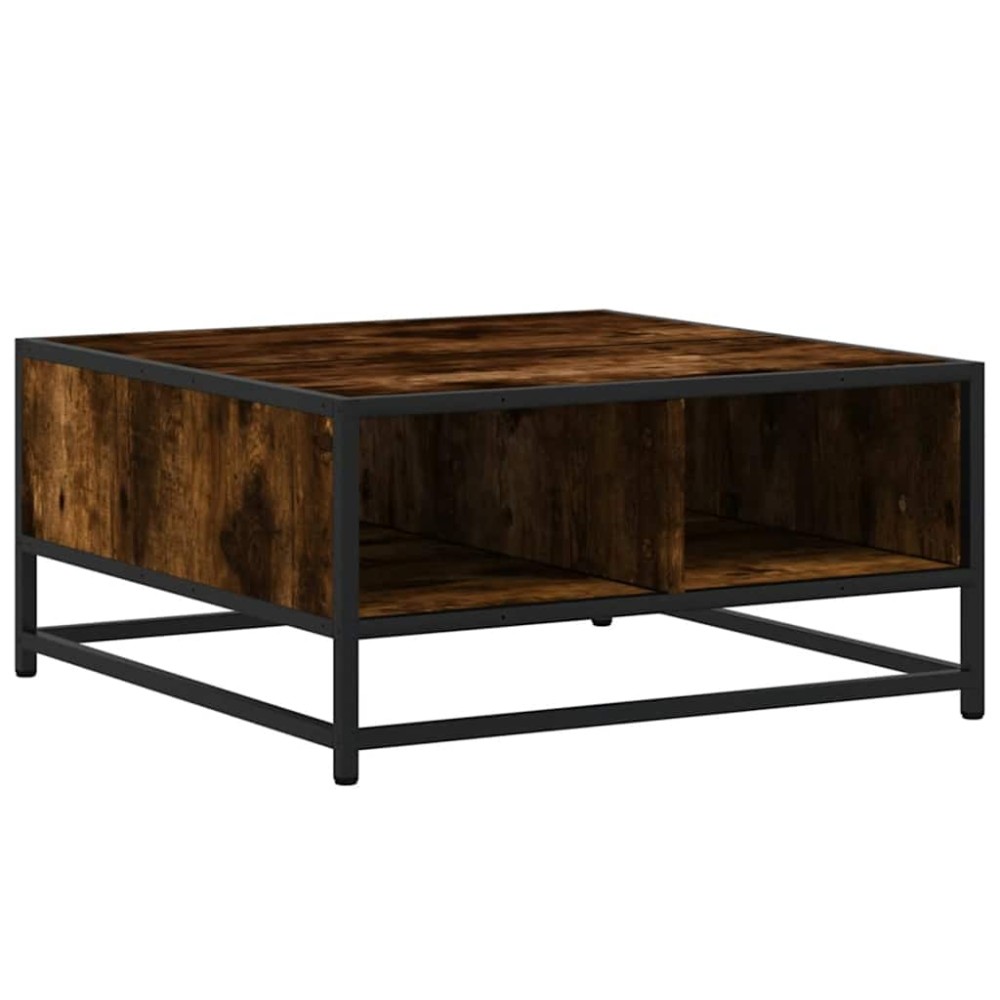 vidaXL Măsuță cafea stejar fumuriu 60,5x60,5x30cm lemn prelucrat/metal
