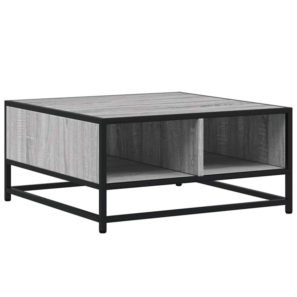 vidaXL Măsuță de cafea gri sonoma 60,5x60,5x30 cm lemn prelucrat/metal