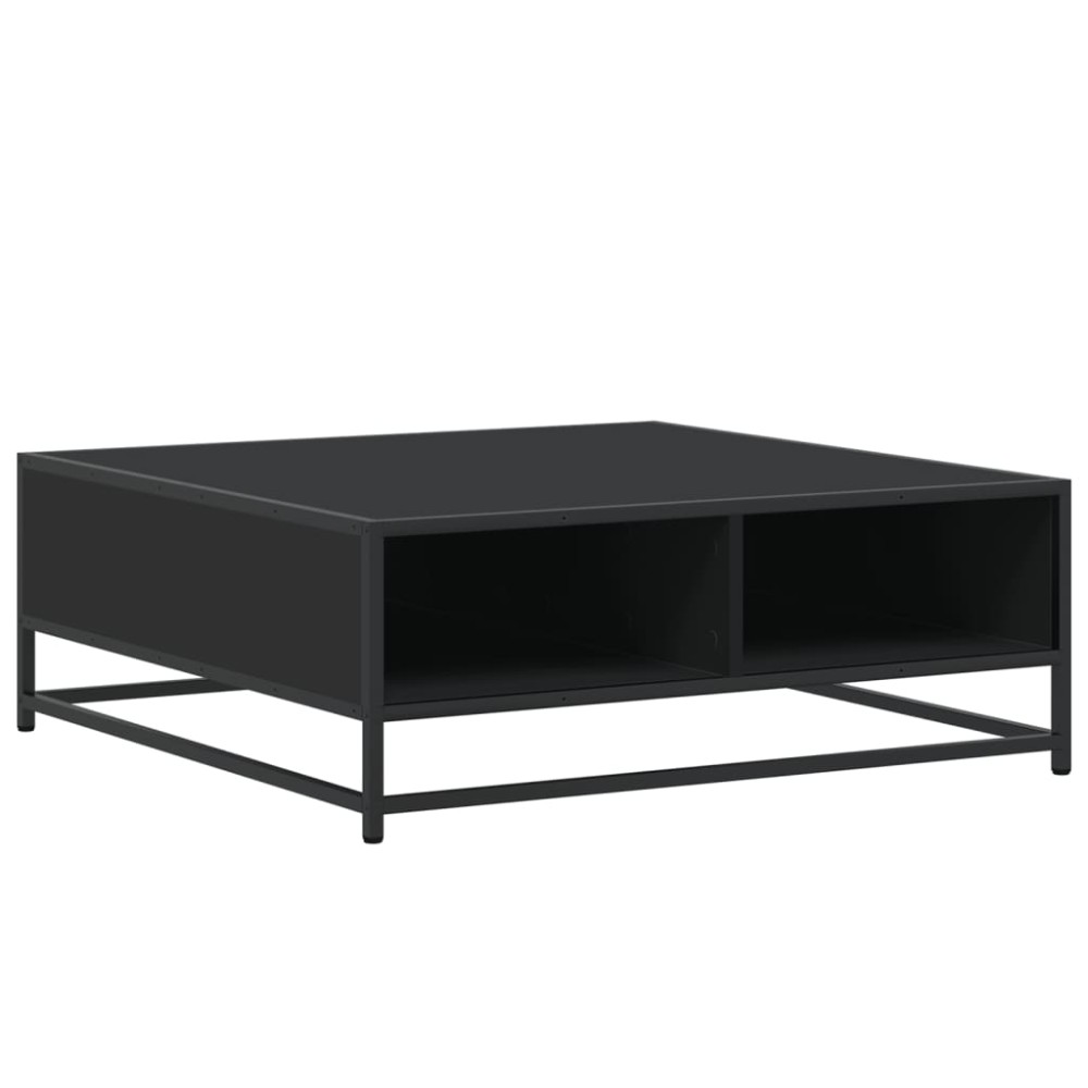 vidaXL Măsuță de cafea, negru, 80x80x30 cm, lemn prelucrat și metal