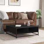 vidaXL Măsuță de cafea, negru, 80x80x30 cm, lemn prelucrat și metal vidaXL Măsuță de cafea, negru, 80x80x30 cm, lemn prelucrat și metal