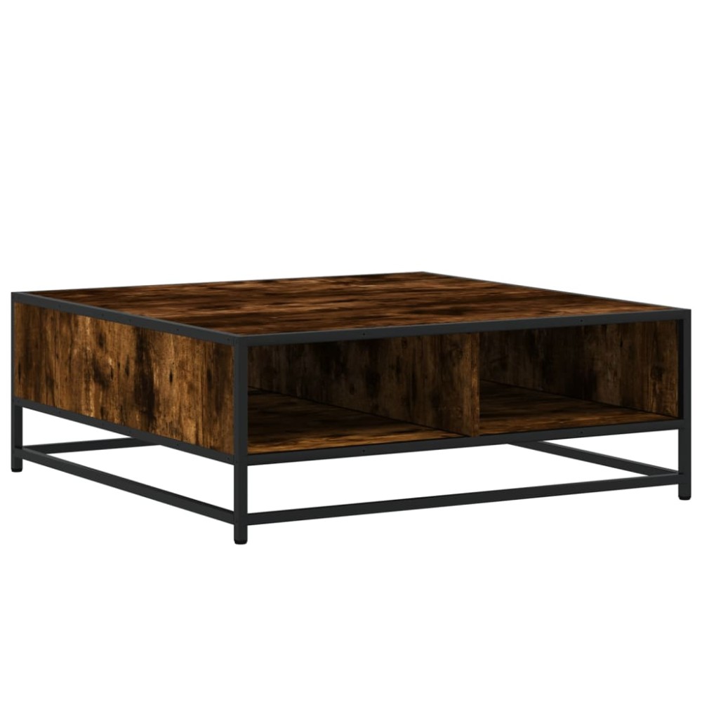 vidaXL Măsuță de cafea stejar fumuriu 80x80x30 cm lemn prelucrat/metal