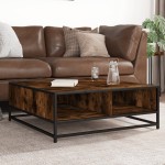 vidaXL Măsuță de cafea stejar fumuriu 80x80x30 cm lemn prelucrat/metal vidaXL Măsuță de cafea stejar fumuriu 80x80x30 cm lemn prelucrat/metal