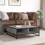 vidaXL Măsuță de cafea gri sonoma 80x80x30 cm lemn prelucrat și metal