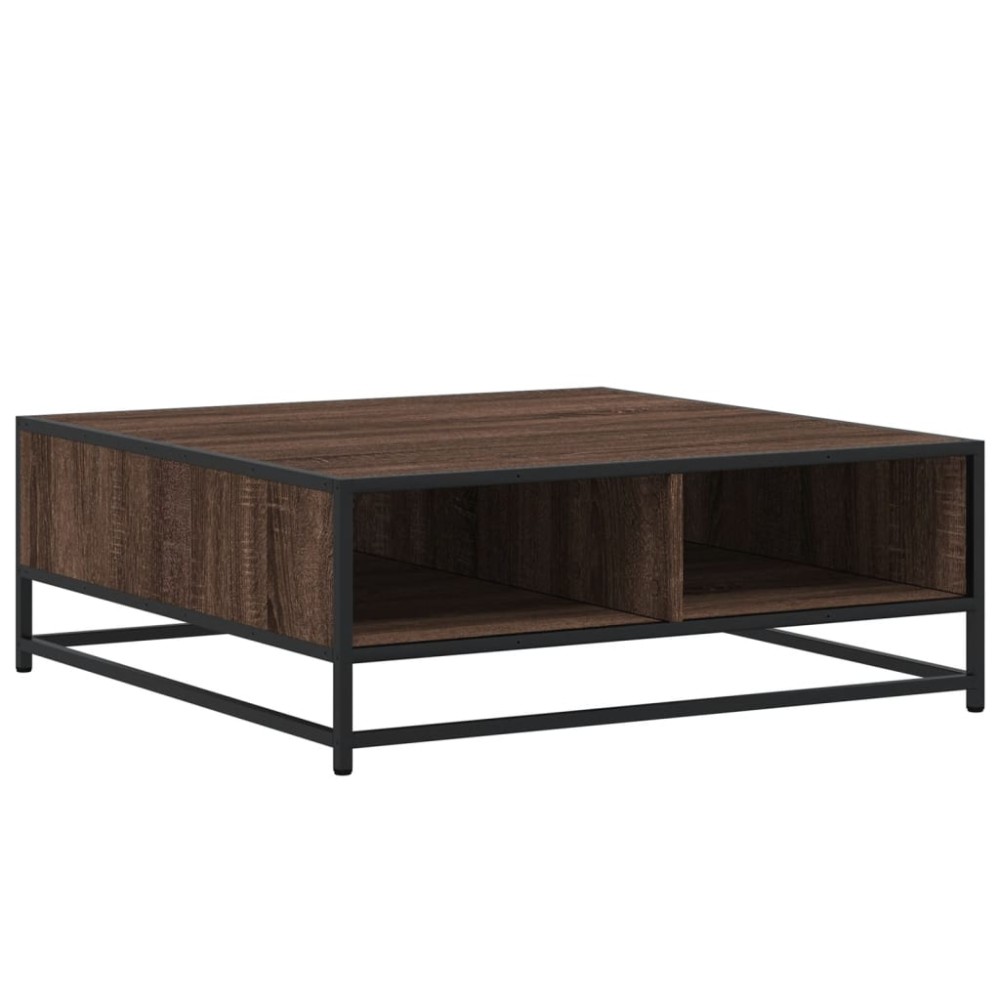 vidaXL Măsuță de cafea, stejar maro, 80x80x30 cm, lemn prelucrat/metal
