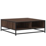 vidaXL Măsuță de cafea, stejar maro, 80x80x30 cm, lemn prelucrat/metal vidaXL Măsuță de cafea, stejar maro, 80x80x30 cm, lemn prelucrat/metal
