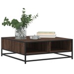 vidaXL Măsuță de cafea, stejar maro, 80x80x30 cm, lemn prelucrat/metal vidaXL Măsuță de cafea, stejar maro, 80x80x30 cm, lemn prelucrat/metal