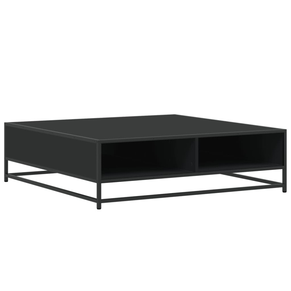 vidaXL Măsuță de cafea, negru, 100x100x30 cm, lemn prelucrat și metal