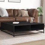 vidaXL Măsuță de cafea, negru, 100x100x30 cm, lemn prelucrat și metal vidaXL Măsuță de cafea, negru, 100x100x30 cm, lemn prelucrat și metal