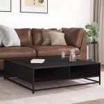 vidaXL Măsuță de cafea, negru, 100x100x30 cm, lemn prelucrat și metal vidaXL Măsuță de cafea, negru, 100x100x30 cm, lemn prelucrat și metal