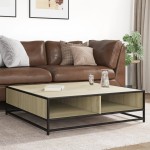 vidaXL Măsuță cafea stejar sonoma 100x100x30 cm lemn prelucrat/metal vidaXL Măsuță cafea stejar sonoma 100x100x30 cm lemn prelucrat/metal