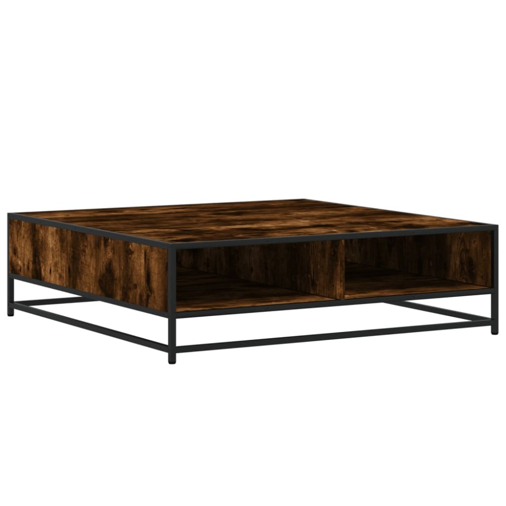 vidaXL Măsuță cafea stejar fumuriu 100x100x30 cm lemn prelucrat/metal