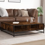 vidaXL Măsuță cafea stejar fumuriu 100x100x30 cm lemn prelucrat/metal vidaXL Măsuță cafea stejar fumuriu 100x100x30 cm lemn prelucrat/metal