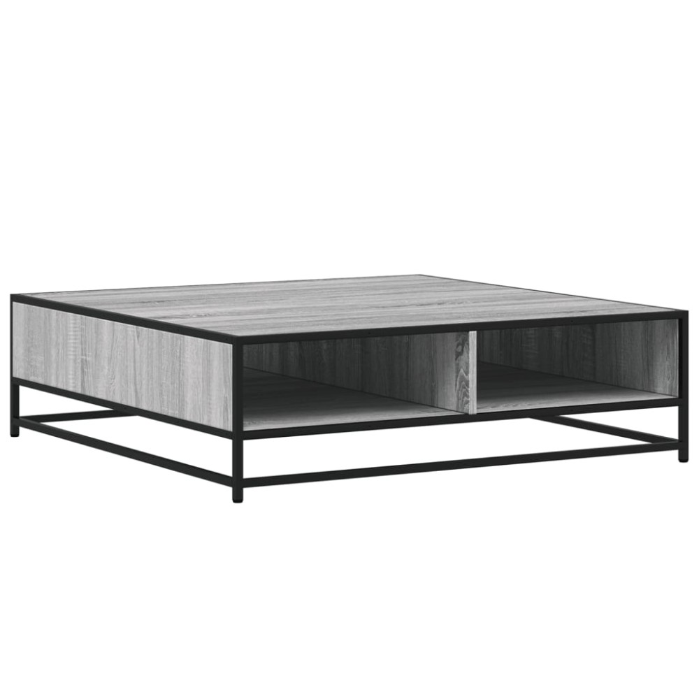vidaXL Măsuță de cafea gri sonoma, 100x100x30 cm, lemn prelucrat/metal