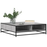 vidaXL Măsuță de cafea gri sonoma, 100x100x30 cm, lemn prelucrat/metal