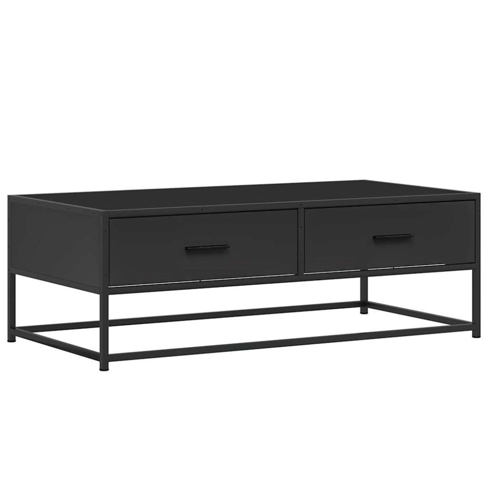 vidaXL Măsuță de cafea, negru, 100x50x35 cm, lemn prelucrat și metal