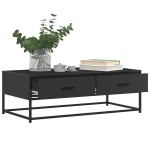 vidaXL Măsuță de cafea, negru, 100x50x35 cm, lemn prelucrat și metal vidaXL Măsuță de cafea, negru, 100x50x35 cm, lemn prelucrat și metal