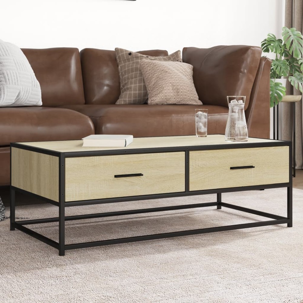 vidaXL Măsuță cafea stejar sonoma 100x50x35 cm lemn prelucrat și metal