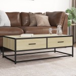 vidaXL Măsuță cafea stejar sonoma 100x50x35 cm lemn prelucrat și metal vidaXL Măsuță cafea stejar sonoma 100x50x35 cm lemn prelucrat și metal