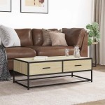 vidaXL Măsuță cafea stejar sonoma 100x50x35 cm lemn prelucrat și metal vidaXL Măsuță cafea stejar sonoma 100x50x35 cm lemn prelucrat și metal