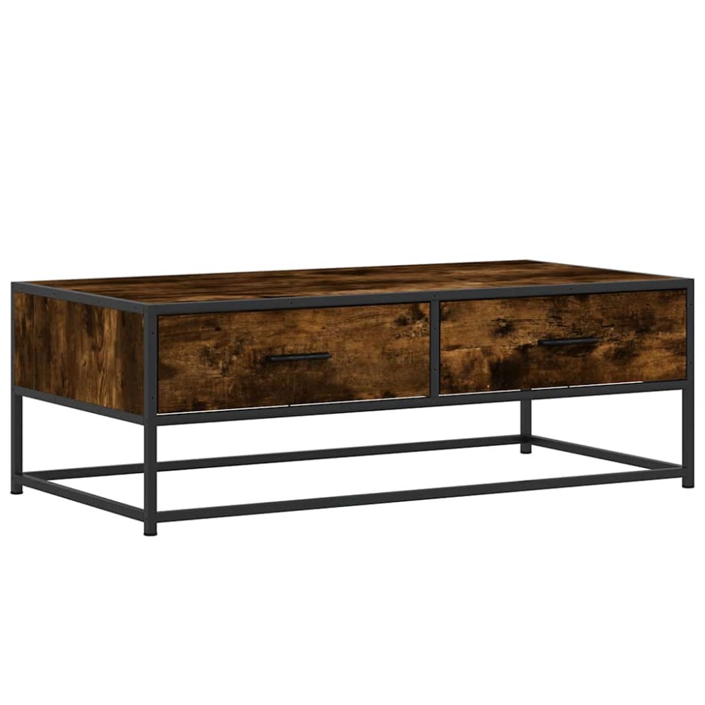 vidaXL Măsuță de cafea stejar fumuriu 100x50x35cm lemn prelucrat/metal