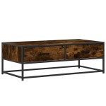 vidaXL Măsuță de cafea stejar fumuriu 100x50x35cm lemn prelucrat/metal