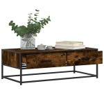 vidaXL Măsuță de cafea stejar fumuriu 100x50x35cm lemn prelucrat/metal