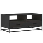 vidaXL Măsuță de cafea, negru, 100x50x45 cm, lemn prelucrat și metal vidaXL Măsuță de cafea, negru, 100x50x45 cm, lemn prelucrat și metal
