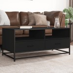 vidaXL Măsuță de cafea, negru, 100x50x45 cm, lemn prelucrat și metal vidaXL Măsuță de cafea, negru, 100x50x45 cm, lemn prelucrat și metal