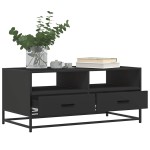 vidaXL Măsuță de cafea, negru, 100x50x45 cm, lemn prelucrat și metal vidaXL Măsuță de cafea, negru, 100x50x45 cm, lemn prelucrat și metal