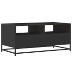 vidaXL Măsuță de cafea, negru, 100x50x45 cm, lemn prelucrat și metal vidaXL Măsuță de cafea, negru, 100x50x45 cm, lemn prelucrat și metal