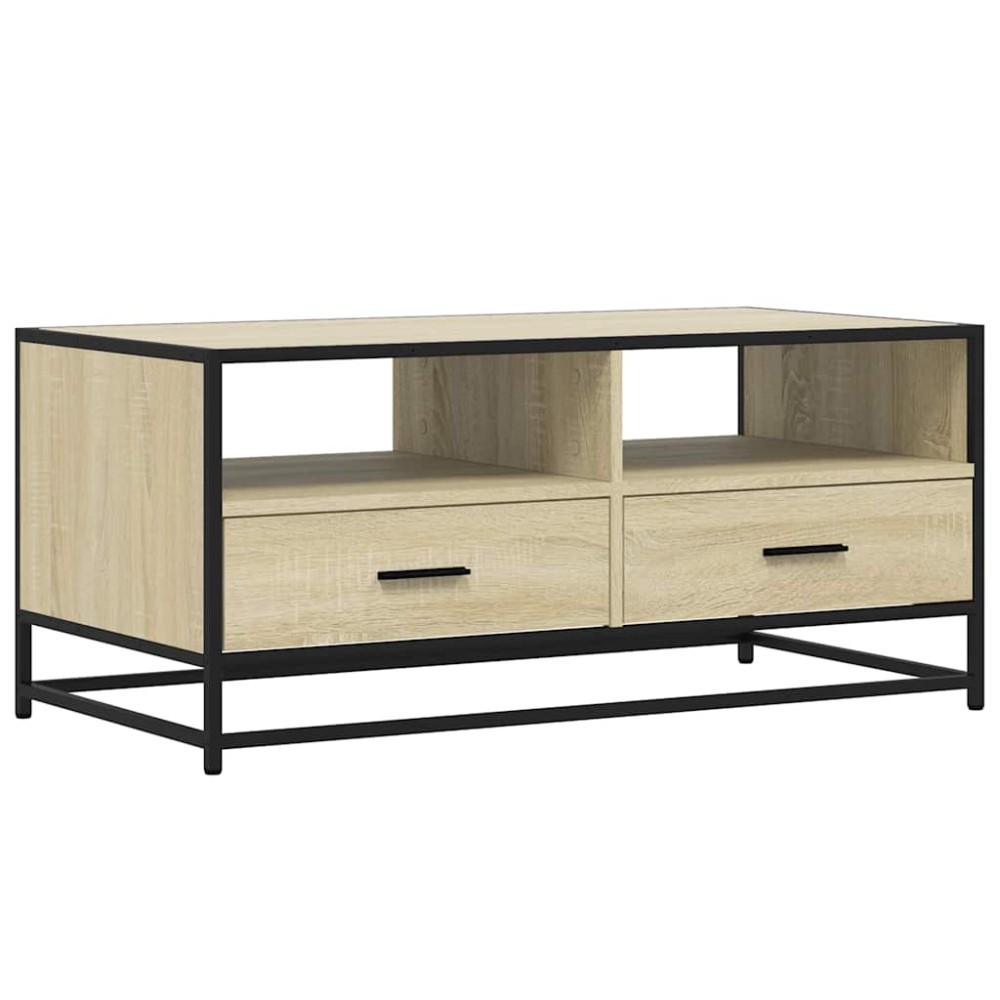 vidaXL Măsuță cafea stejar sonoma 100x50x45 cm lemn prelucrat și metal