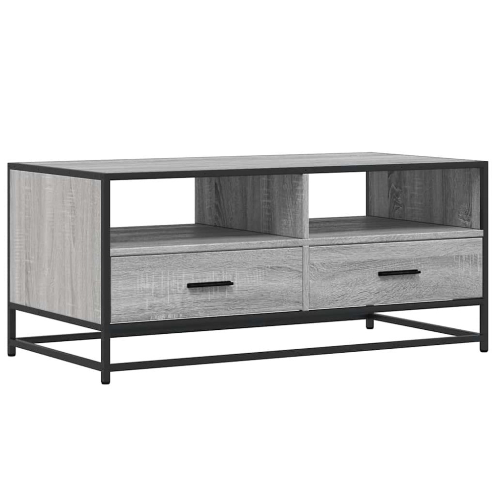 vidaXL Măsuță de cafea, gri sonoma, 100x50x45 cm, lemn prelucrat/metal