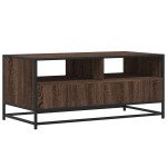 vidaXL Măsuță cafea, stejar maro, 100x50x45 cm, lemn prelucrat/metal vidaXL Măsuță cafea, stejar maro, 100x50x45 cm, lemn prelucrat/metal