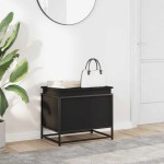 vidaXL Cutie de depozitare cu capac negru 60x40x51,5 cm lemn prelucrat vidaXL Cutie de depozitare cu capac negru 60x40x51,5 cm lemn prelucrat