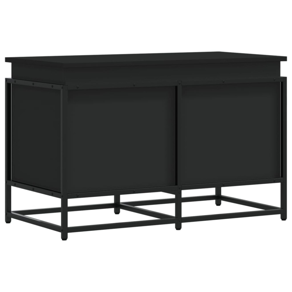 vidaXL Cutie de depozitare cu capac negru 80x40x51,5 cm lemn prelucrat