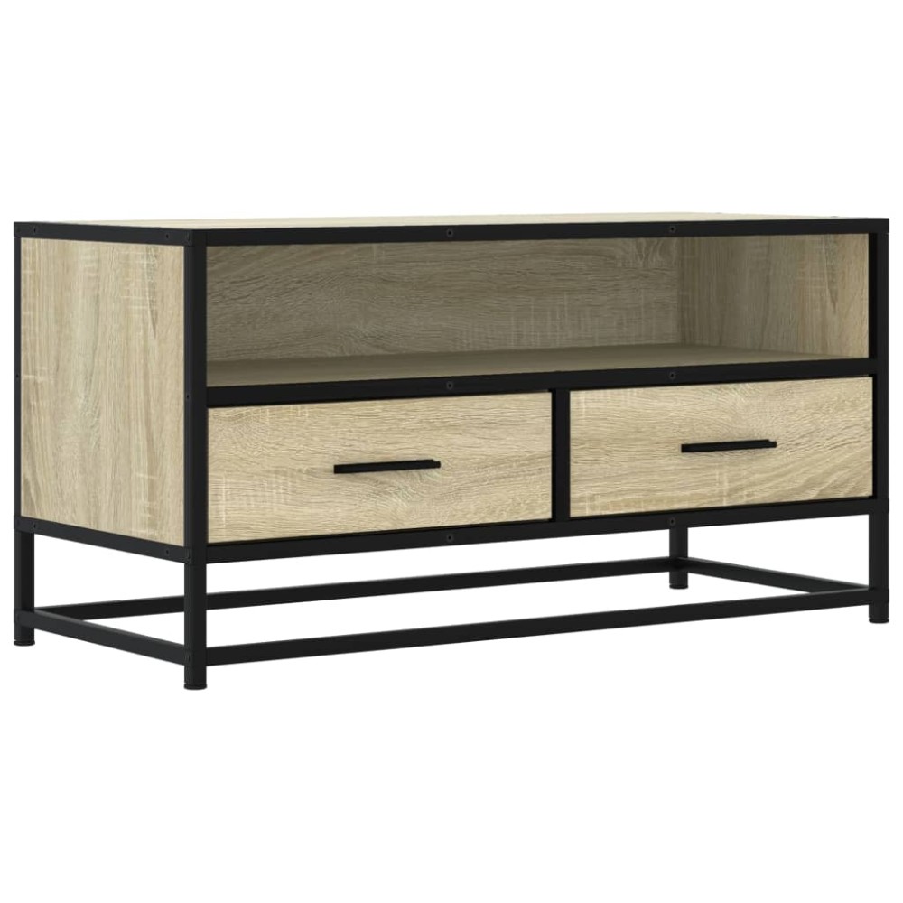 vidaXL Dulap TV, stejar sonoma, 80x34,5x40 cm, lemn prelucrat și metal