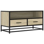 vidaXL Dulap TV, stejar sonoma, 80x34,5x40 cm, lemn prelucrat și metal vidaXL Dulap TV, stejar sonoma, 80x34,5x40 cm, lemn prelucrat și metal