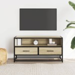 vidaXL Dulap TV, stejar sonoma, 80x34,5x40 cm, lemn prelucrat și metal vidaXL Dulap TV, stejar sonoma, 80x34,5x40 cm, lemn prelucrat și metal