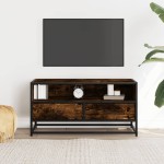 vidaXL Dulap TV stejar fumuriu, 80x34,5x40 cm, lemn prelucrat și metal