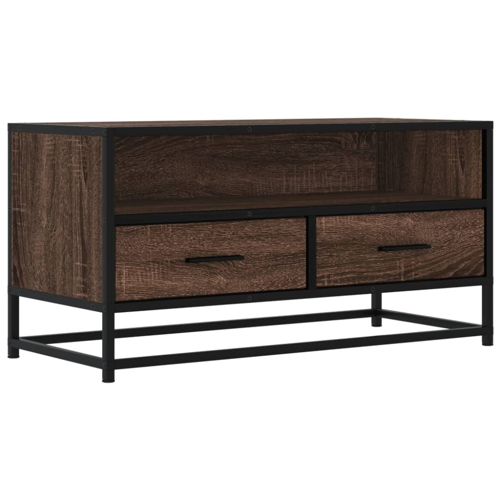 vidaXL Dulap TV, stejar maro, 80x34,5x40 cm, lemn prelucrat și metal