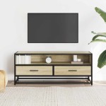 vidaXL Dulap TV stejar sonoma, 100x34,5x40 cm, lemn prelucrat și metal