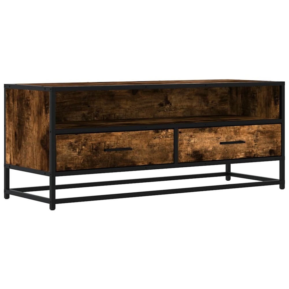 vidaXL Dulap TV stejar fumuriu, 100x34,5x40 cm lemn prelucrat și metal