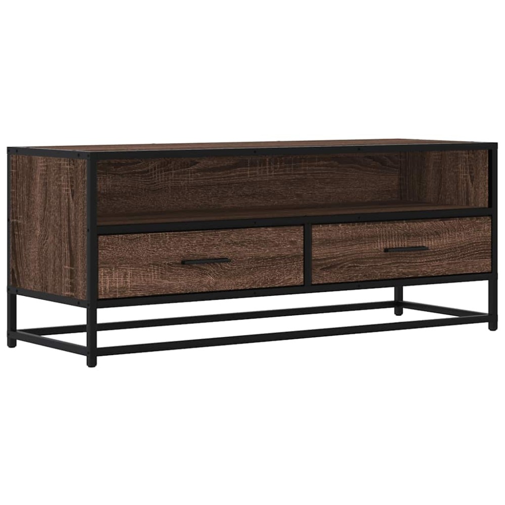 vidaXL Dulap TV, stejar maro, 100x34,5x40 cm, lemn prelucrat și metal