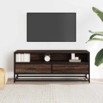 vidaXL Dulap TV, stejar maro, 100x34,5x40 cm, lemn prelucrat și metal