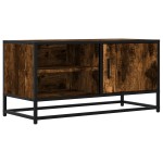 vidaXL Dulap TV stejar fumuriu, 80x34,5x40 cm, lemn prelucrat și metal