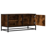 vidaXL Dulap TV stejar fumuriu, 80x34,5x40 cm, lemn prelucrat și metal