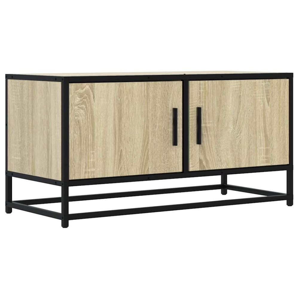 vidaXL Dulap TV, stejar sonoma, 80x34,5x40 cm, lemn prelucrat și metal