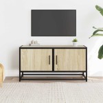 vidaXL Dulap TV, stejar sonoma, 80x34,5x40 cm, lemn prelucrat și metal