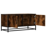vidaXL Dulap TV stejar fumuriu, 80x34,5x40 cm, lemn prelucrat și metal