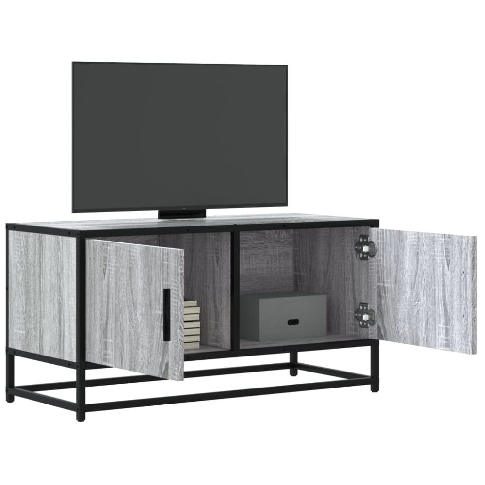 vidaXL Dulap TV, gri sonoma, 80x34,5x40 cm, lemn prelucrat și metal